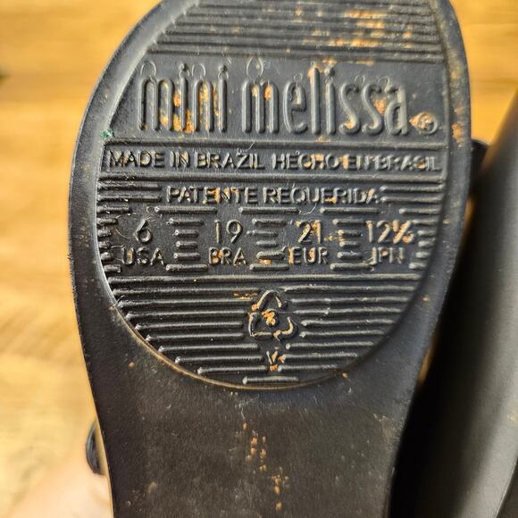 Mini Melissa Mickey Minnie Kissing Mary Jane Black Sandal shoes size 6 - Picture 7 of 11